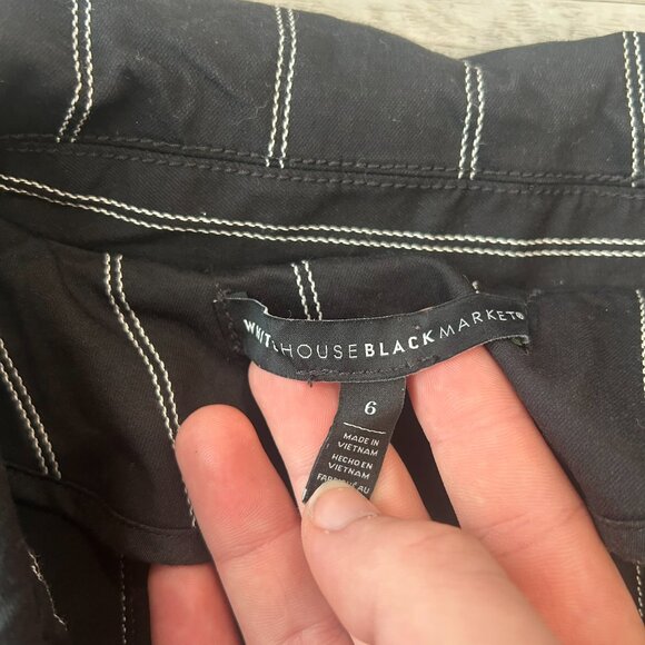 White House Black Market Washed Black Stripe Double Zip Moto Jacket B40 - Picture 2 of 7